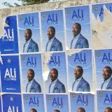 Portrait du président gabonais déchu Ali Bongo à Libreville.